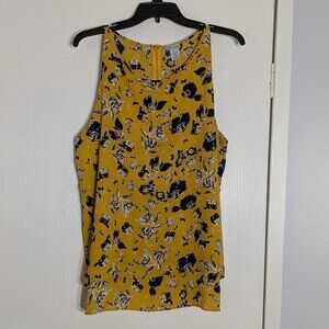 PARAPHRASE Mustard Yellow Tiered Chiffon Tank Top; Size XL
